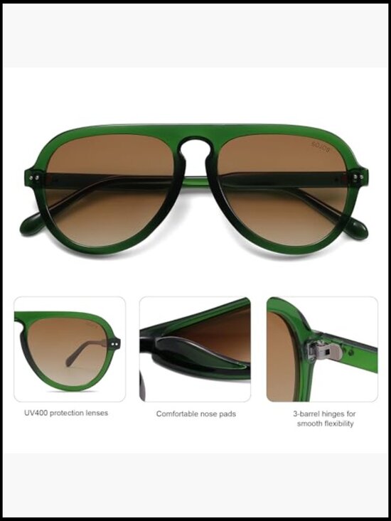 Retro Aviator Sunglasses Plastic Frame UV400 Protection